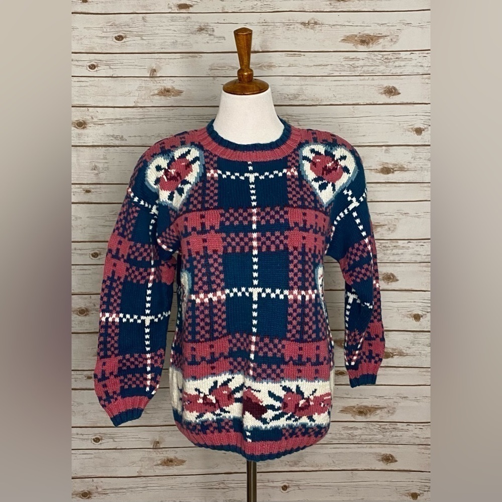 Vintage Paris Sport Club hand-knitted sweater Size Small